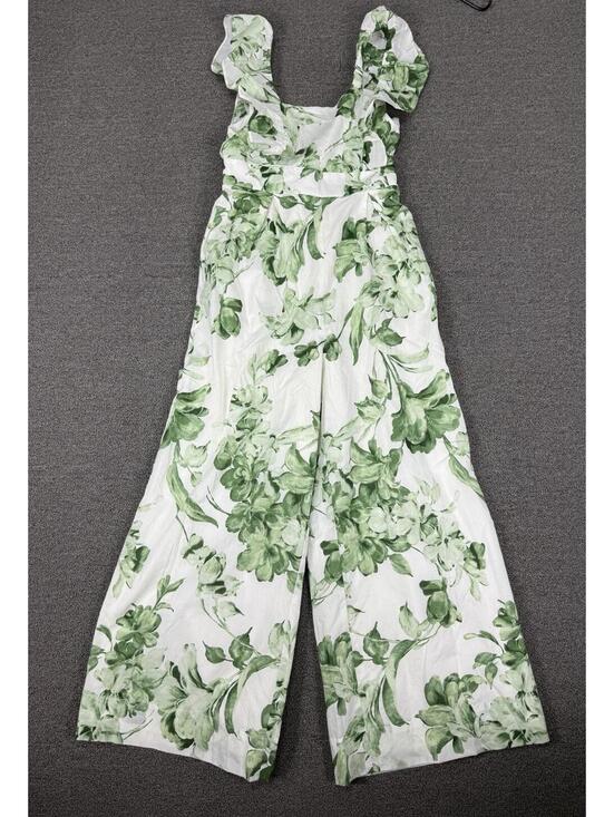 Taylor Pants - Taylor Womens S Flutter Sleeve Jumpsuit Floral Wide Leg Cropped Beachy Spring